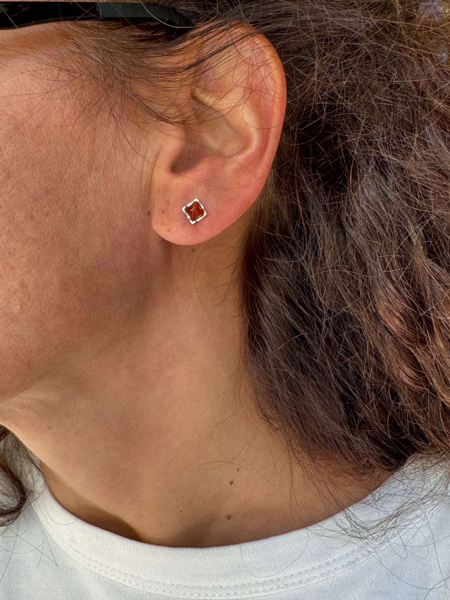 925 silver amber stud earrings 36AM