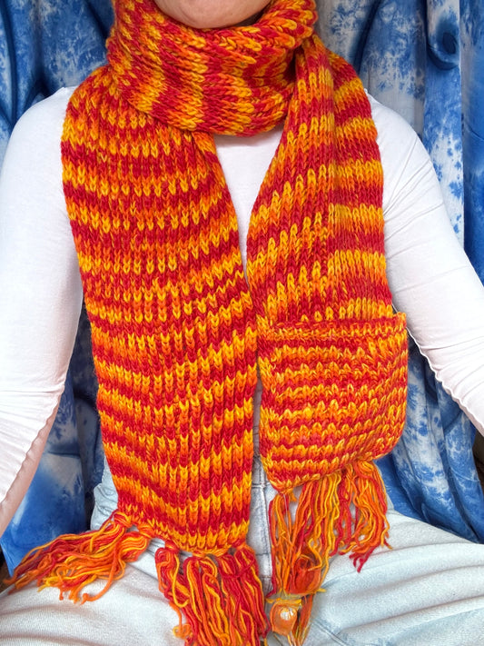 Sciarpa Nepal lana arancione tasca