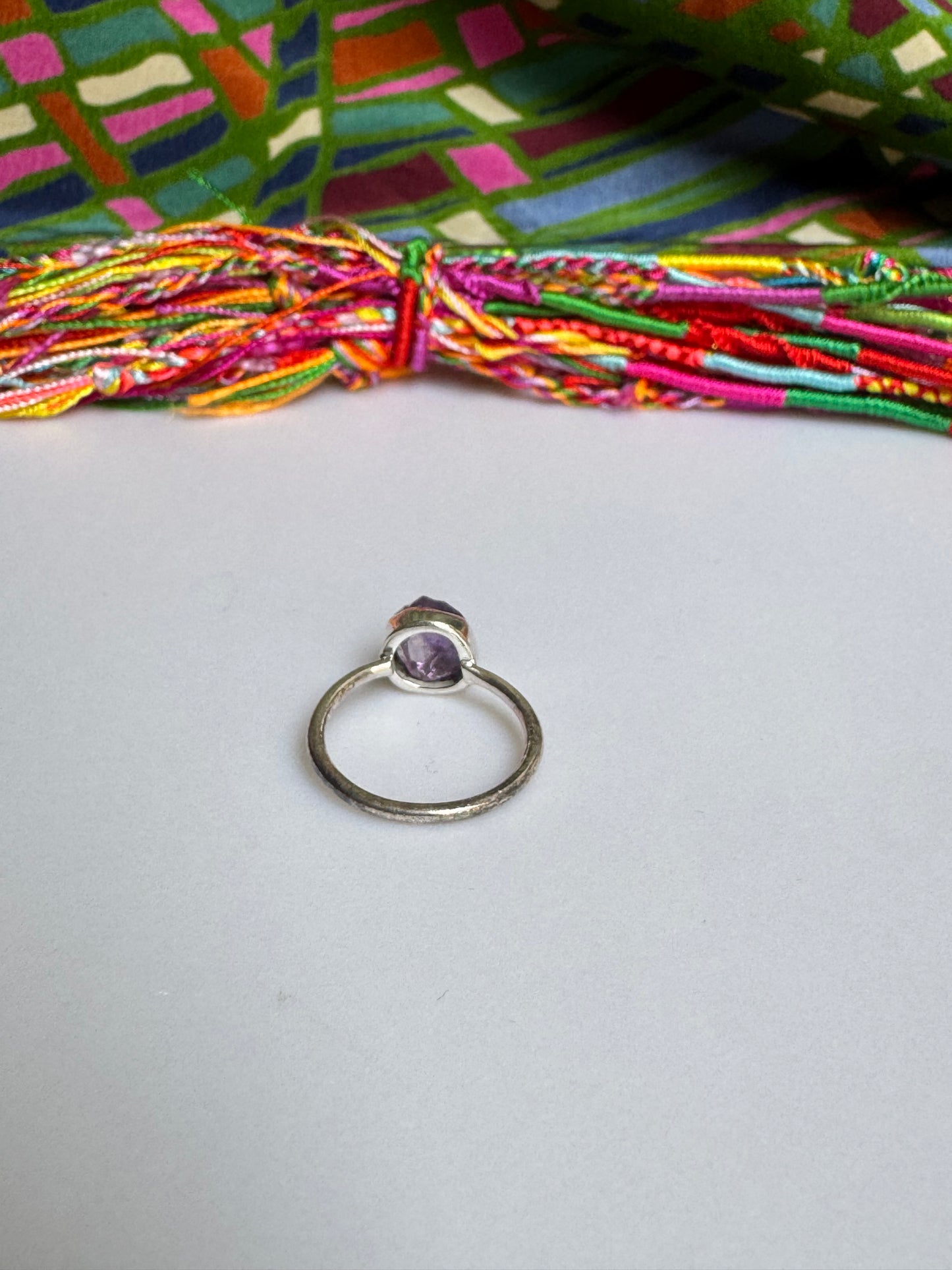 925 silver ring with raw amethyst, size 18 - 11A