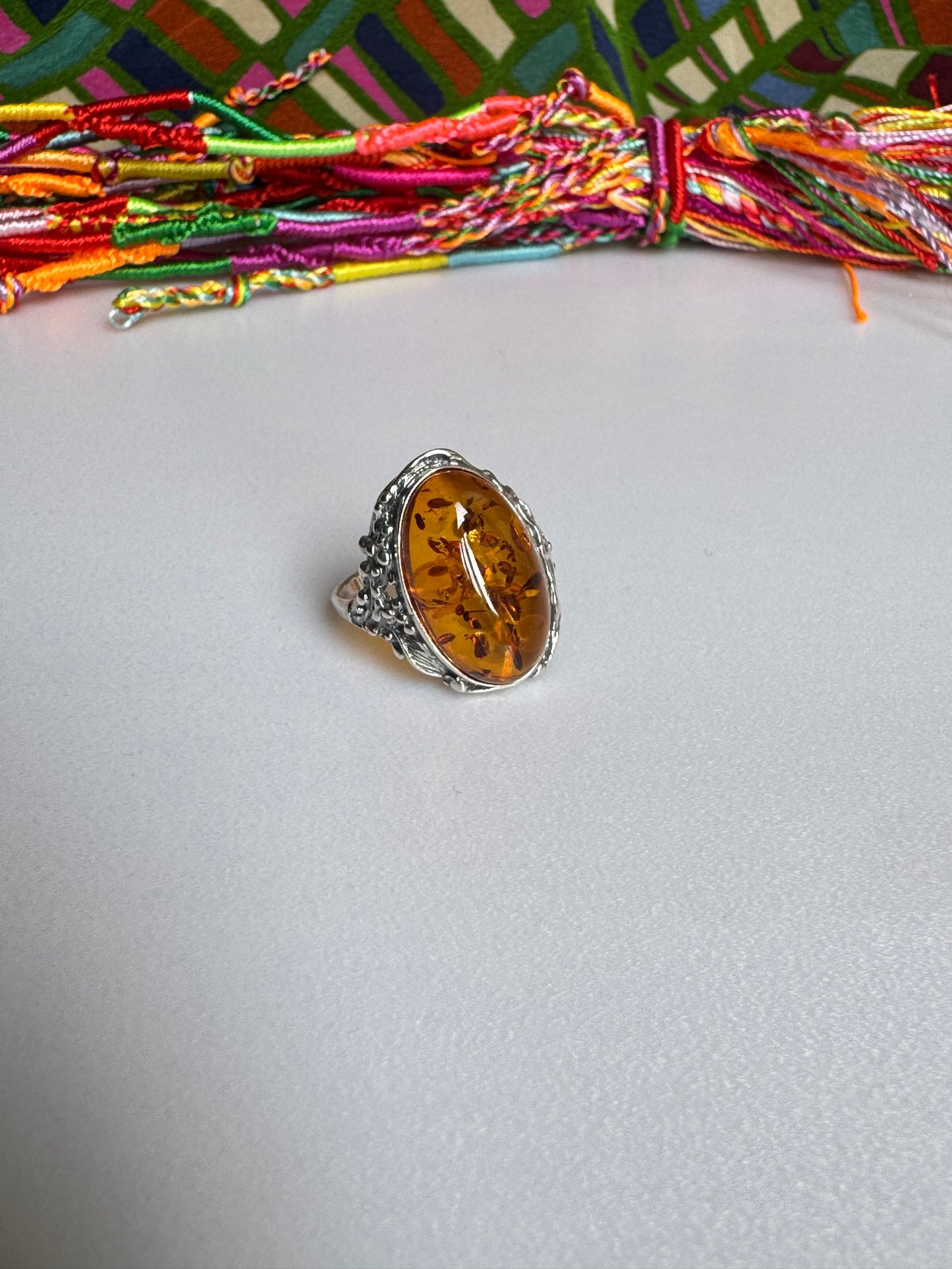 925 silver amber ring size 18 - 40A