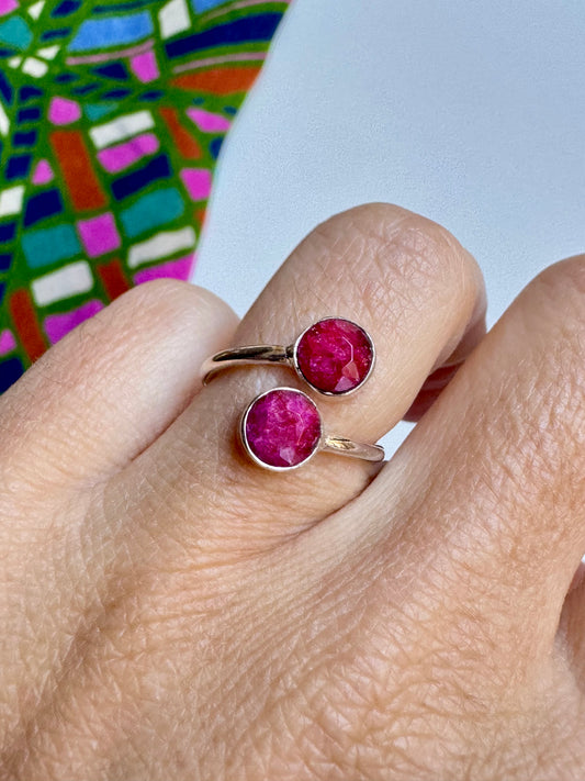 Anello argento 925 radice di rubino regolabile da misura 11 M4