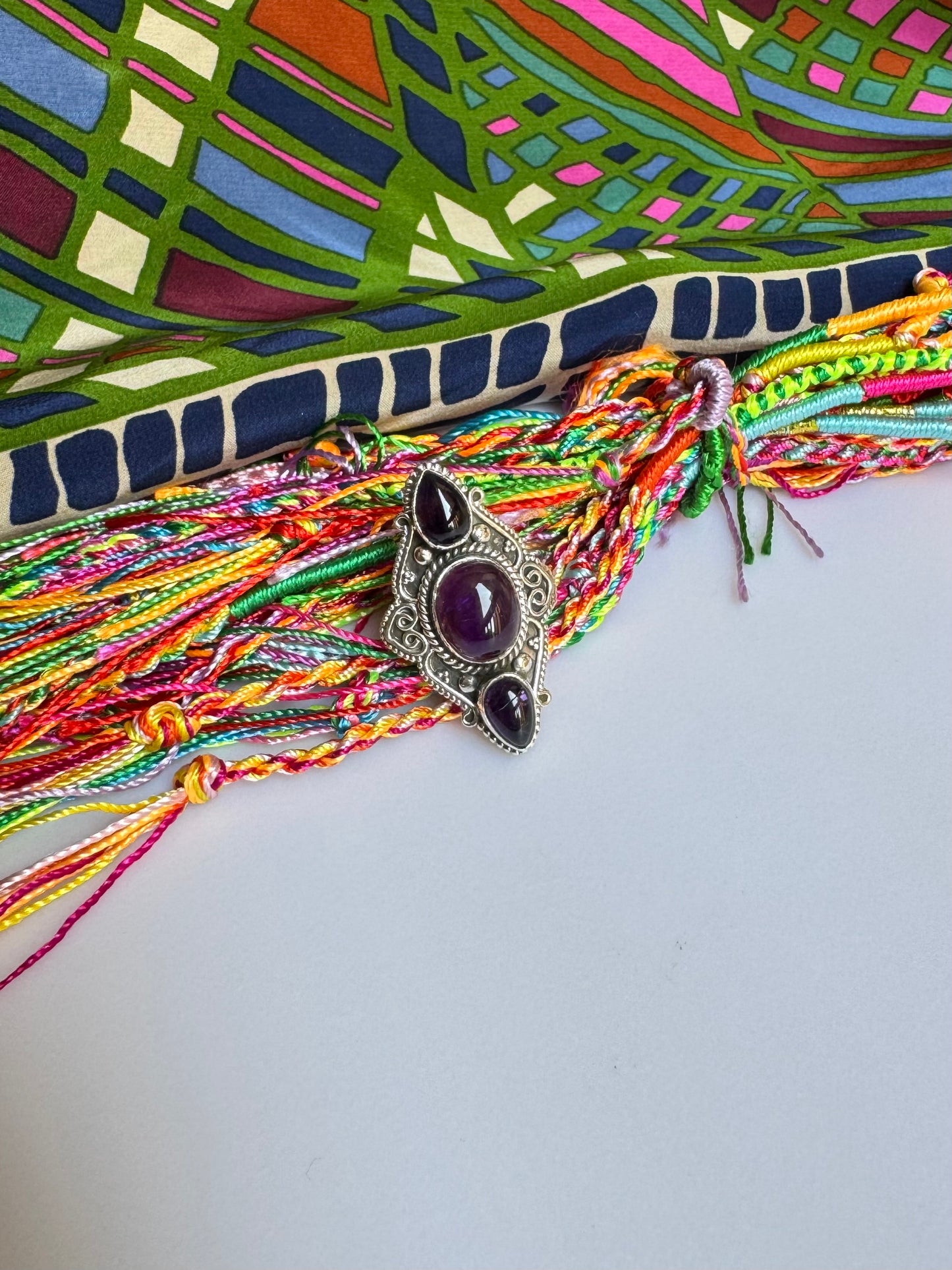 925 silver ring with defective amethyst, size 12 -G63