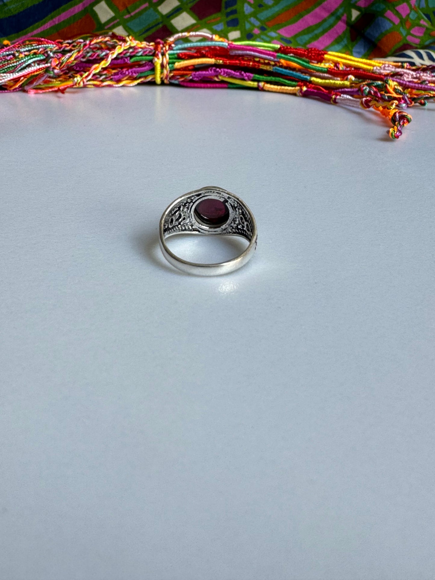 925 silver ring garnet E85