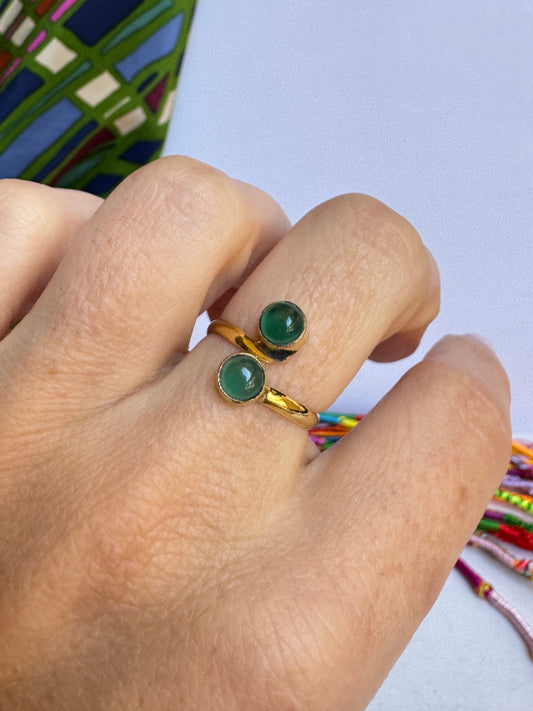 Grüner Boho-Ring in Gold