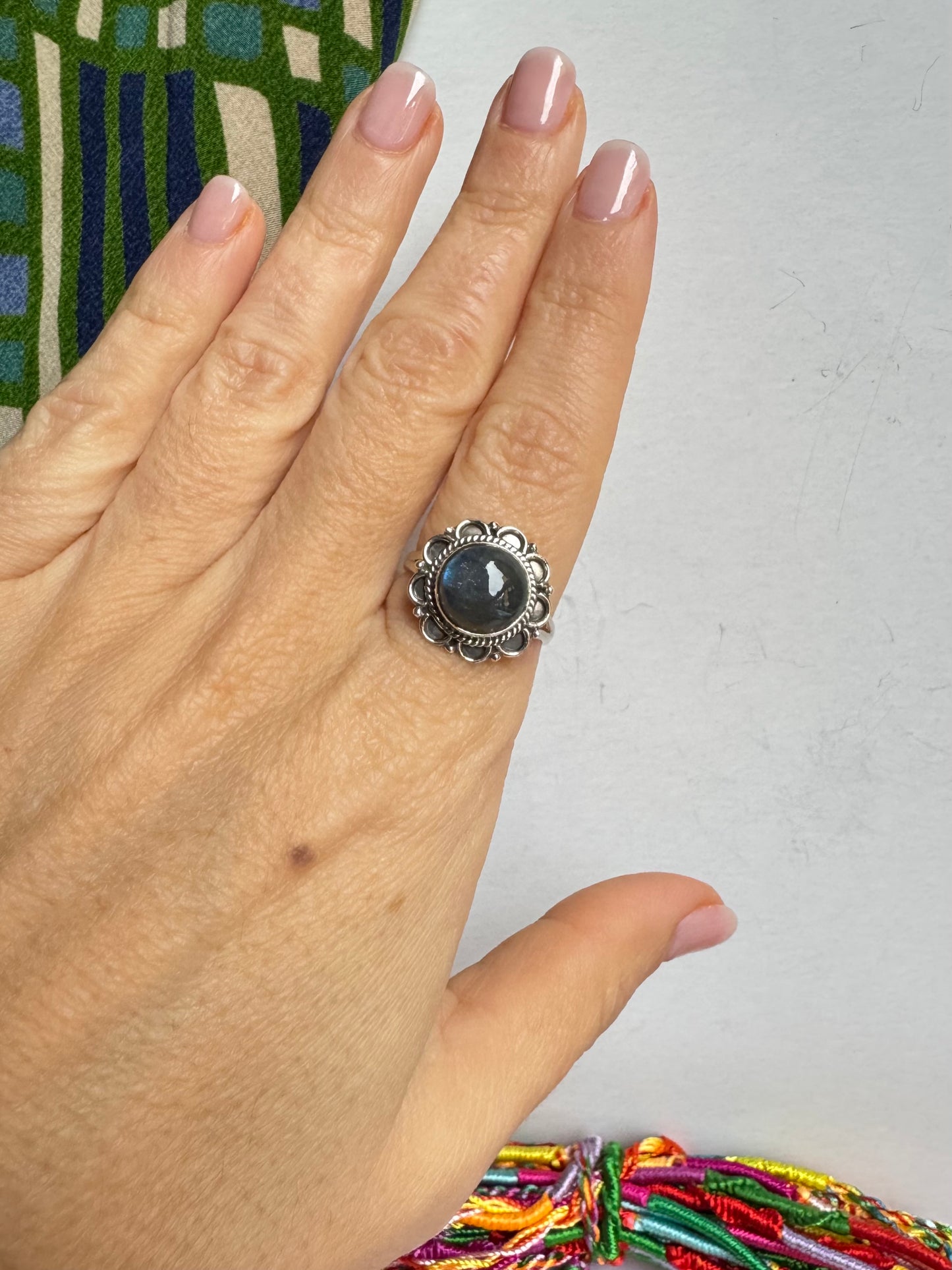 Anello argento 925 labradorite misura 19 - 35SZ