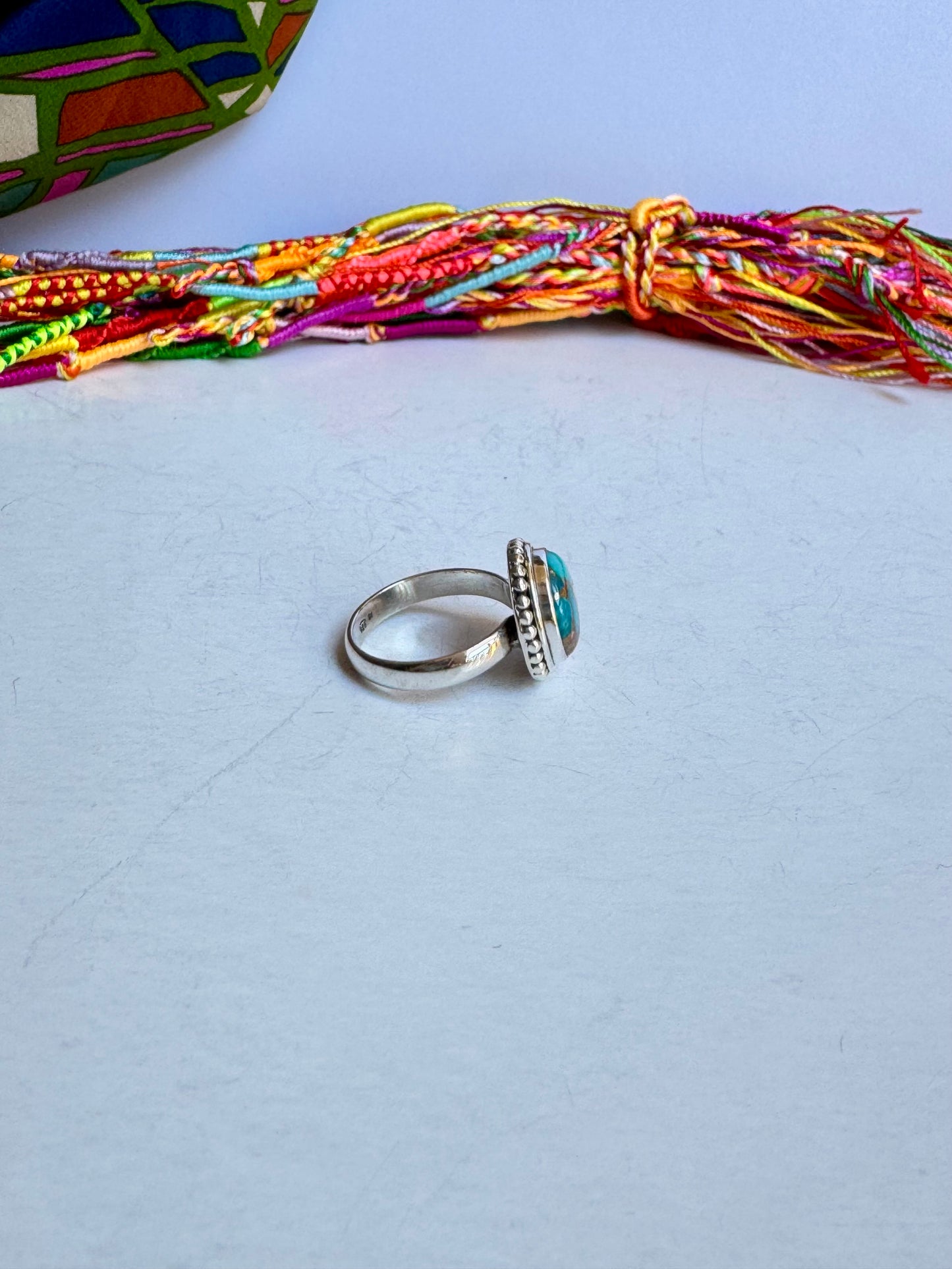 Anello argento 925 copper turquoise turchese misura 18 - 2LO