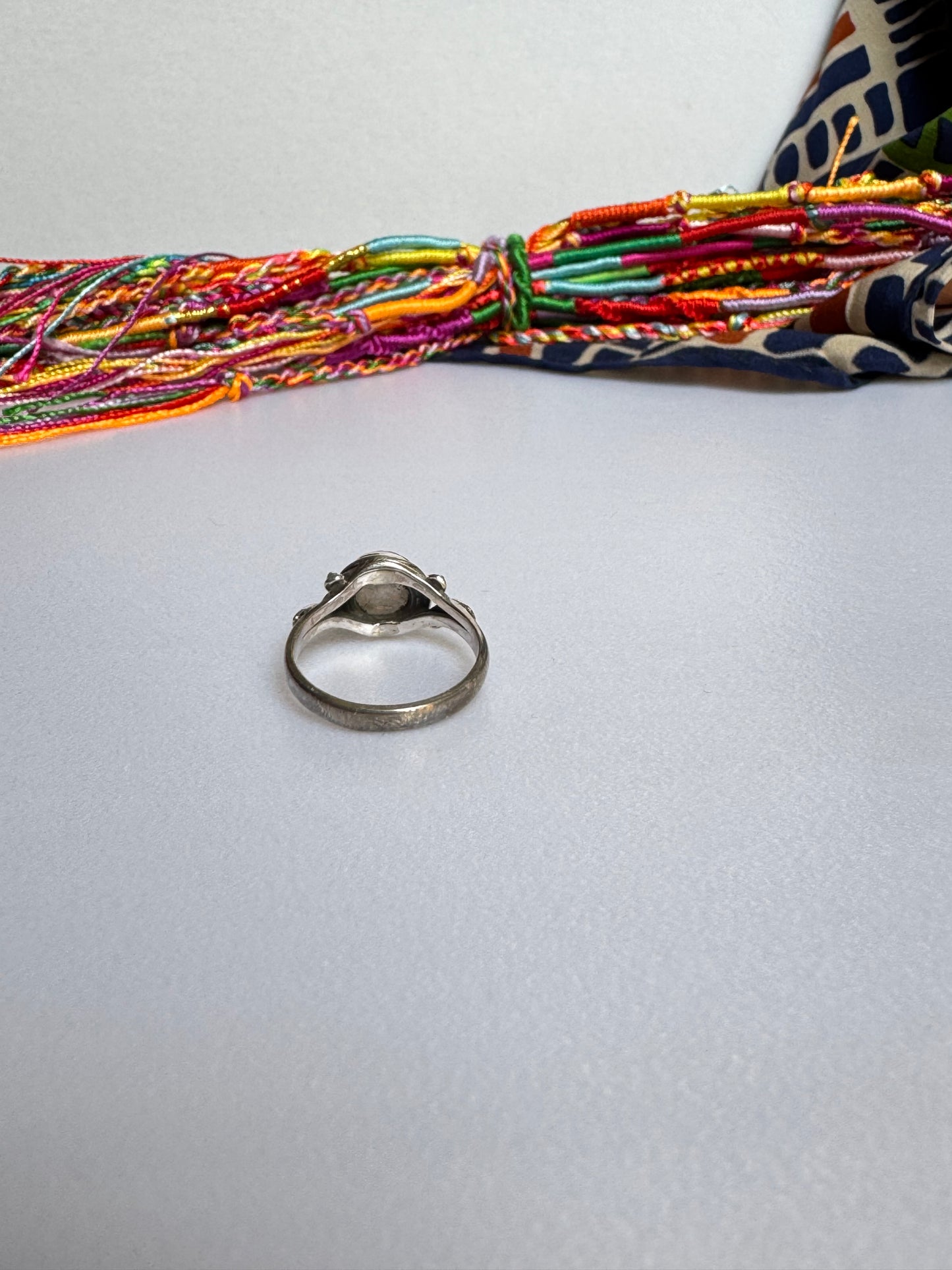 Anello argento 925 Pietra di luna arcobaleno misura 13 - 3AR