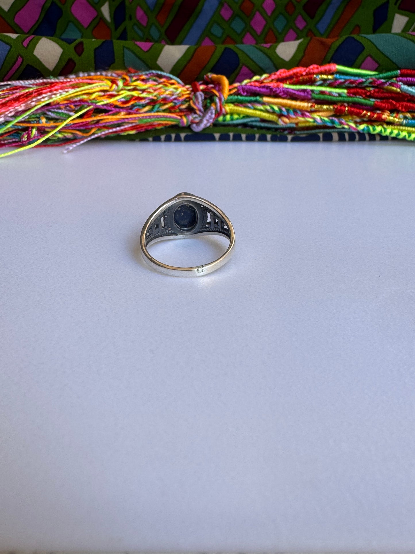 925 silver lapis lazuli ring size 15/16 - G49