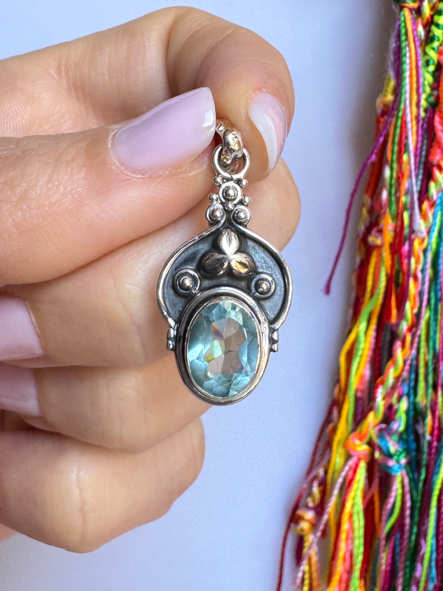 Ciondolo argento 925 acquamarina V17