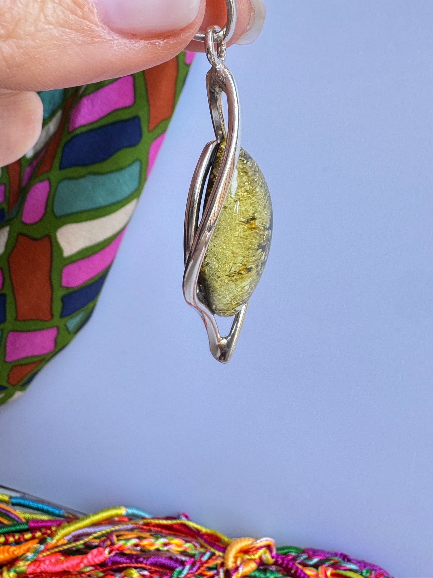 Pendente pendente ciondolo argento 925 ambra 9K