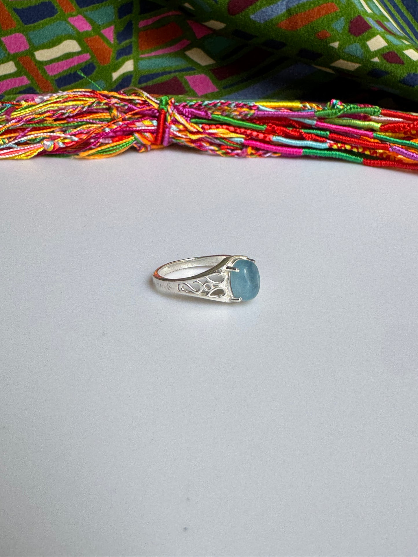 925 silver aquamarine ring size 19 - 7L