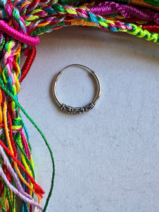 Single boho hoop earring in 925 silver