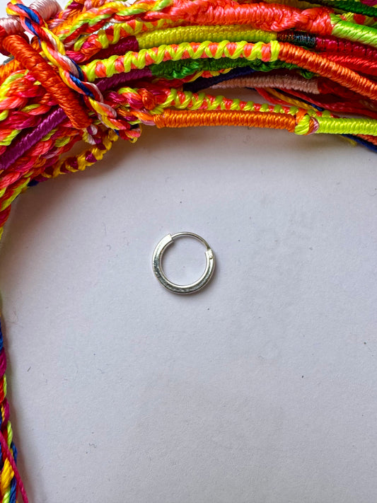 Single earring smooth circle square section cm 925 silver 1 cm W24