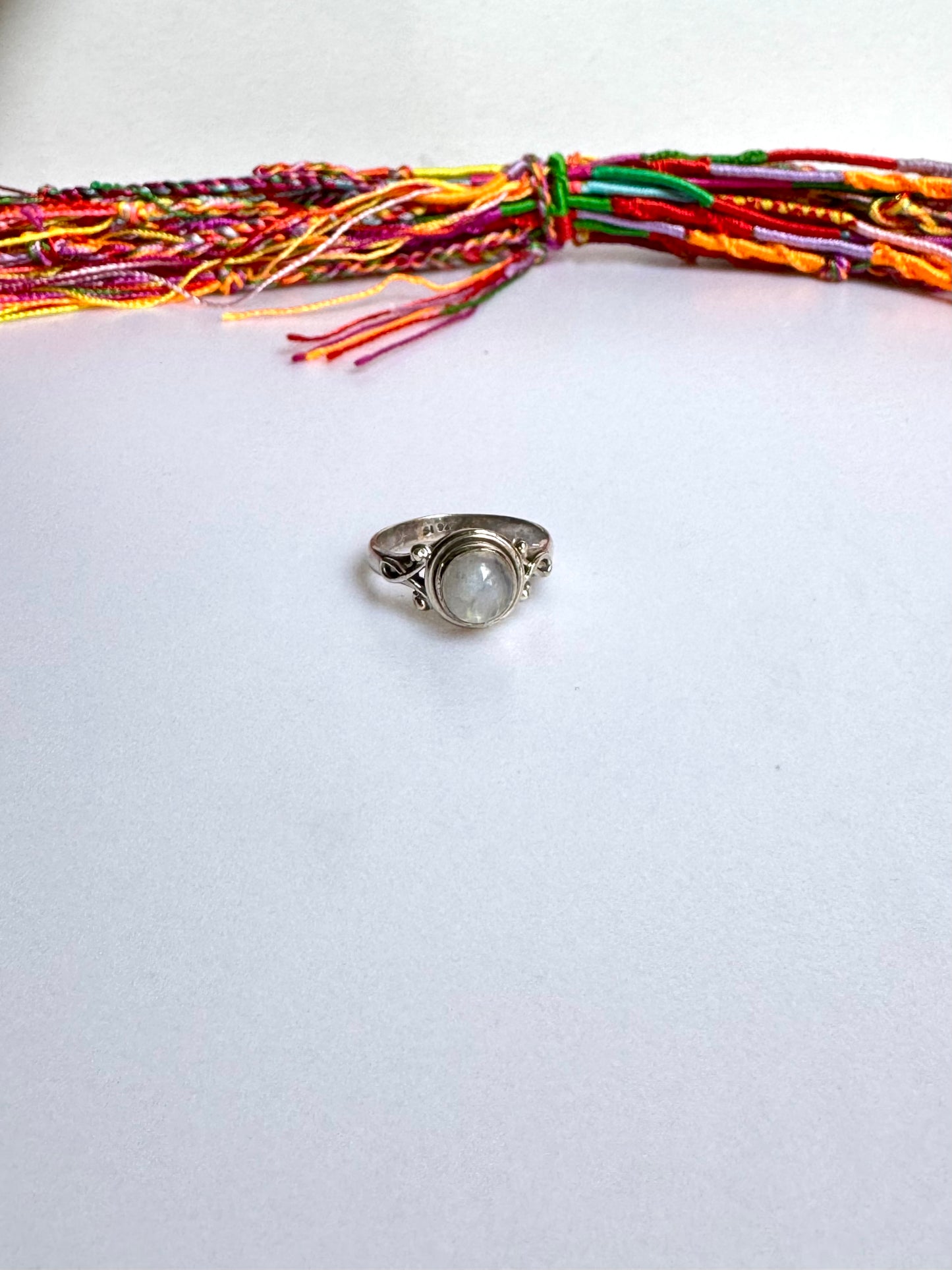 Anello argento 925 Pietra di luna arcobaleno misura 15 - 9SZ