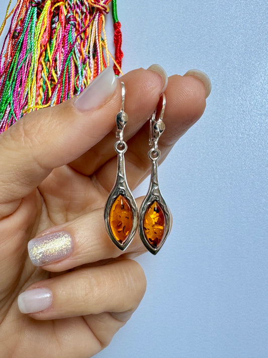 925 silver amber earrings 14AM