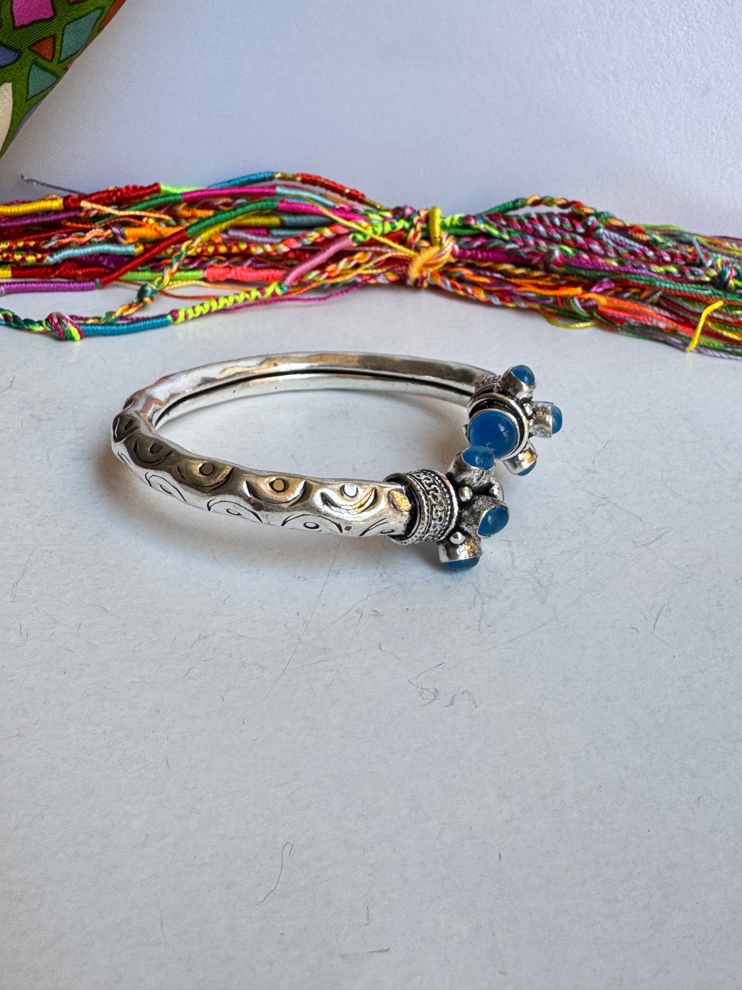Bracciale boho argentato celeste