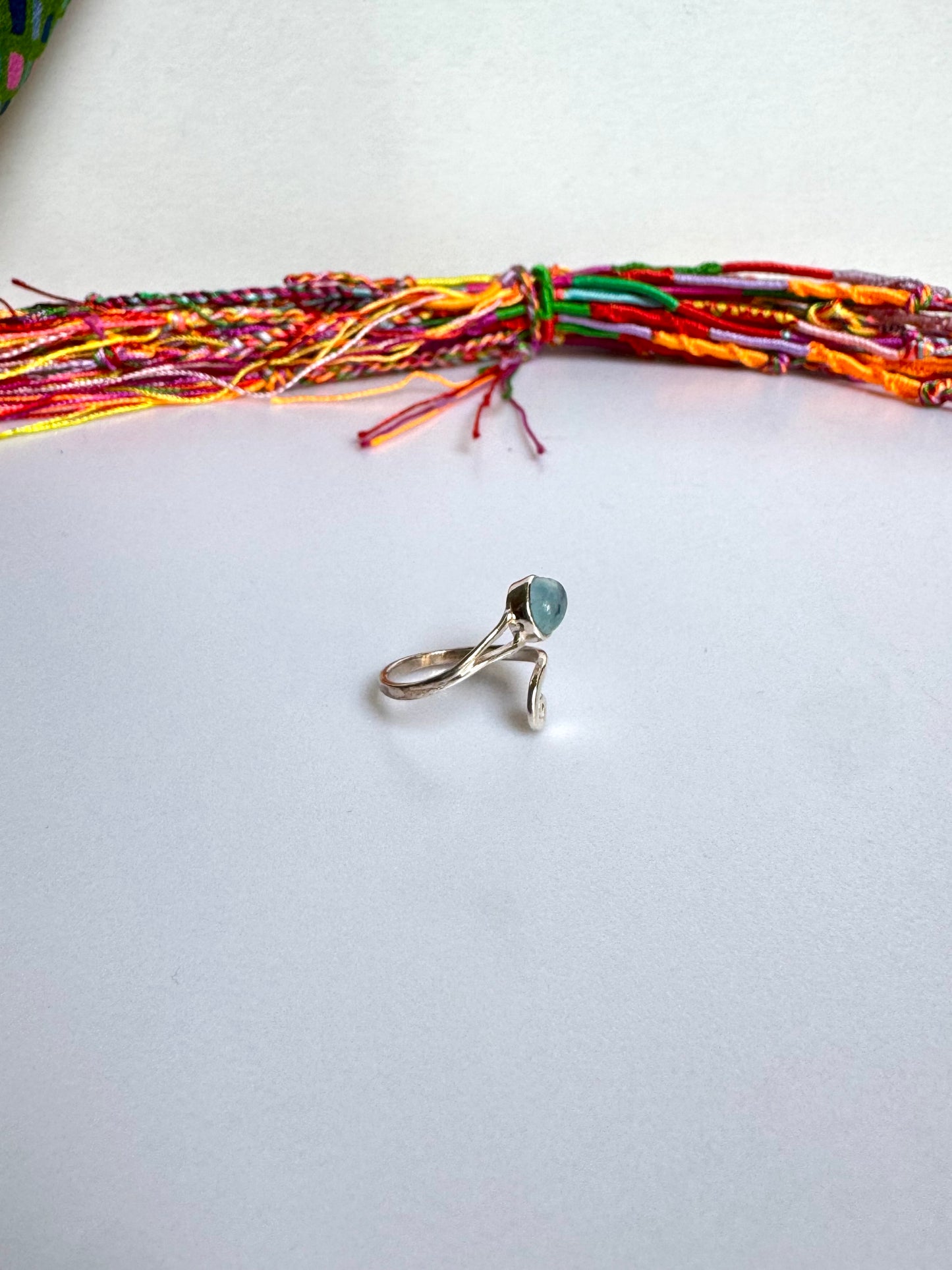 Anello argento 925 regolabile acquamarina misura 11 - 2SZ