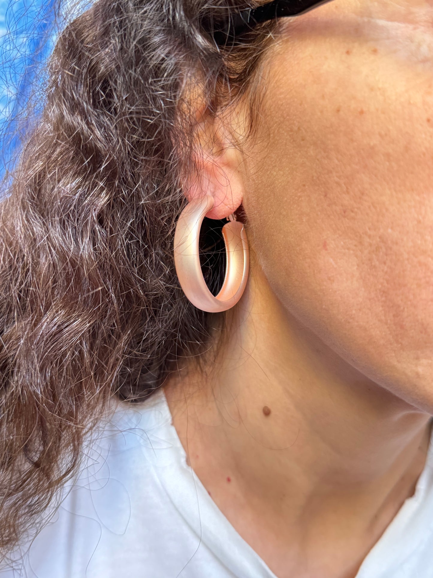 Satin rose gold circle earrings