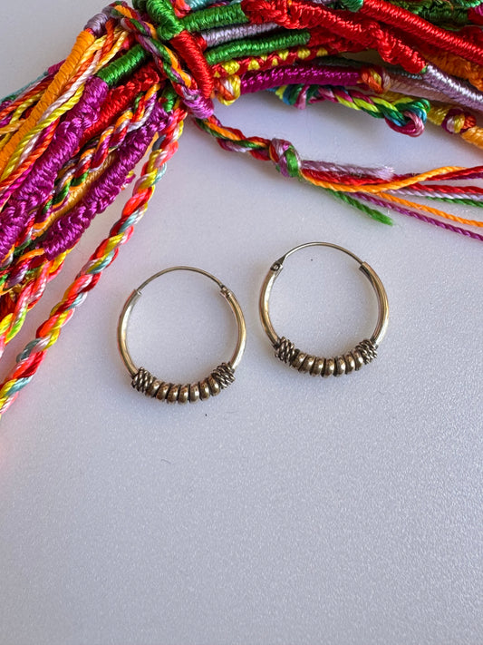 Orecchino singolo cerchio boho argento 925 1,8 cm W35 difettato