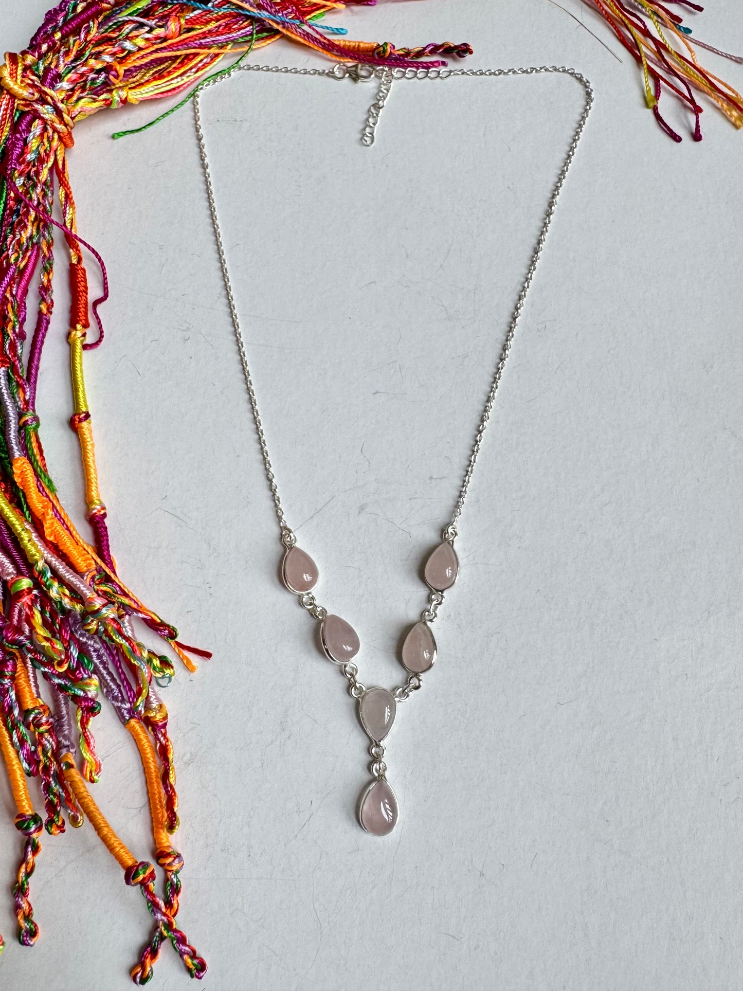 Collana argento 925 quarzo rosa