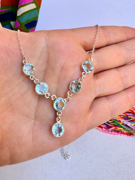 Collana argento 925 acquamarina