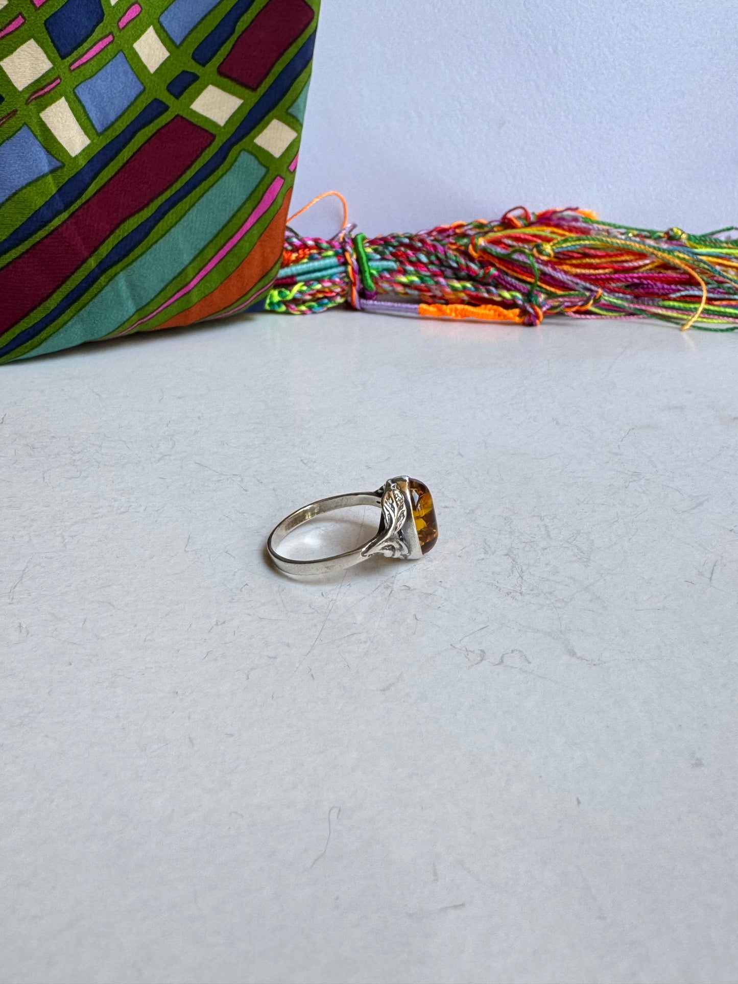 Anello argento 925 ambra misura 18 - 33AMB