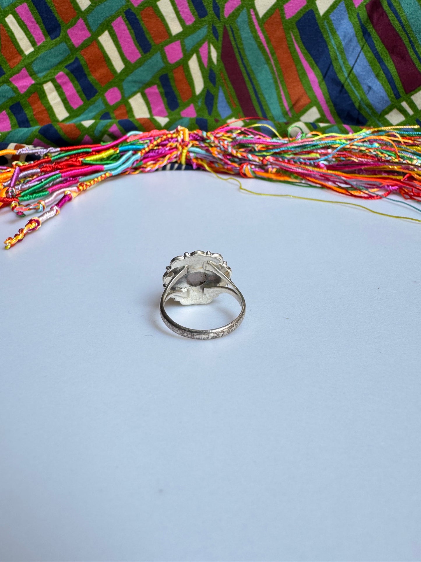 925 Silberring mit Rosenquarz, Größe 14 - X62