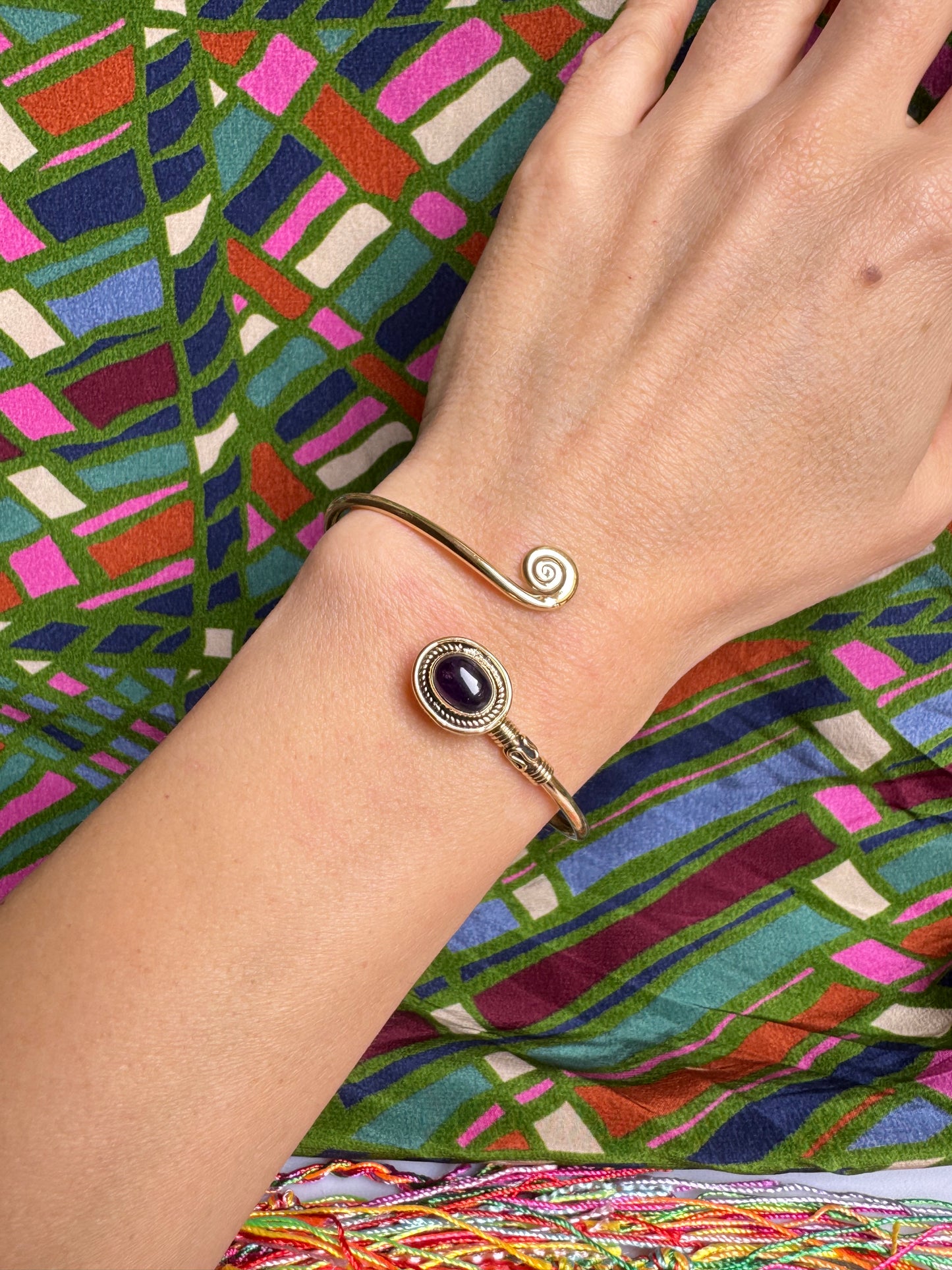 Purple gold boho bracelet