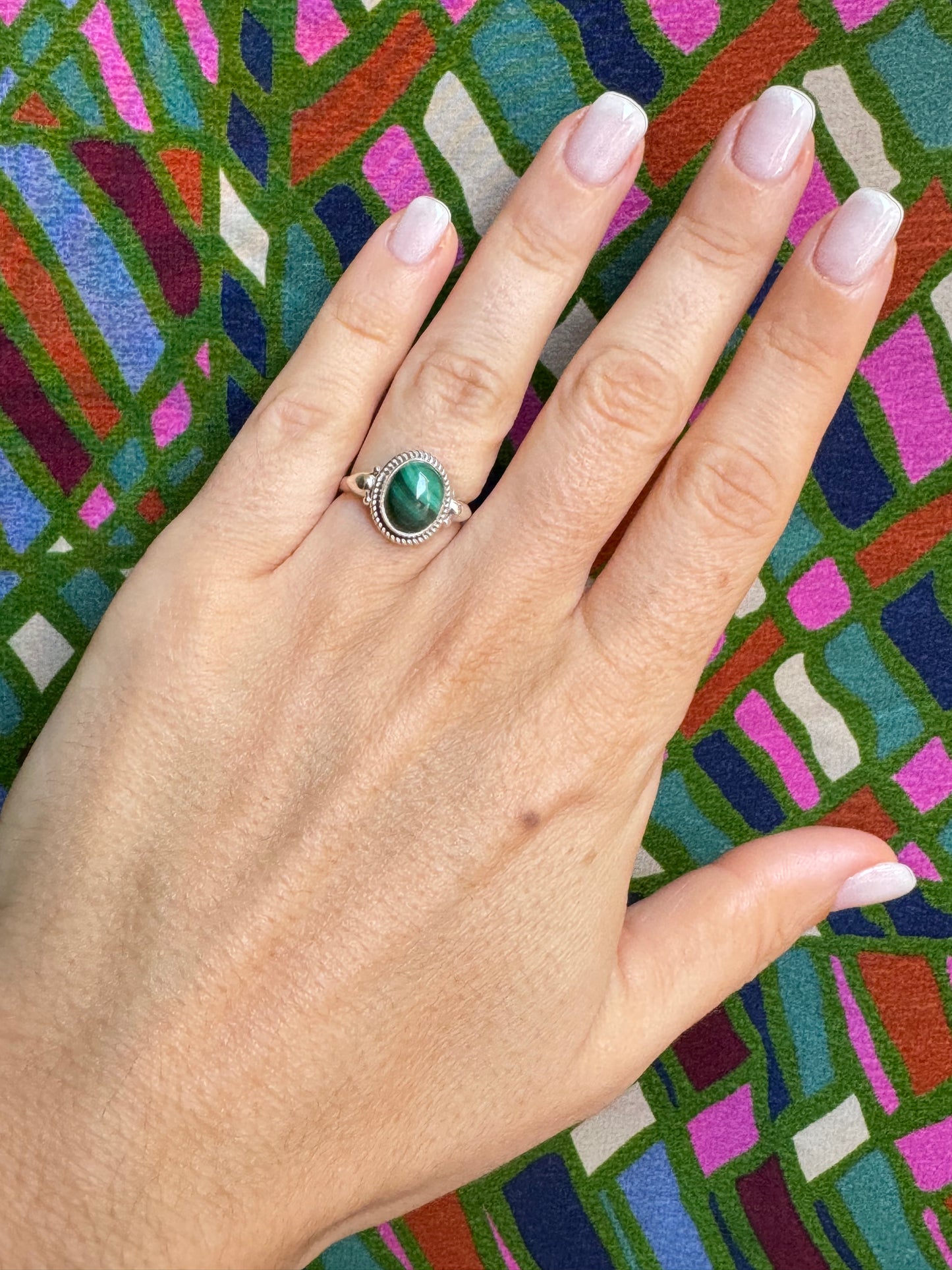 925 silver ring malachite T80