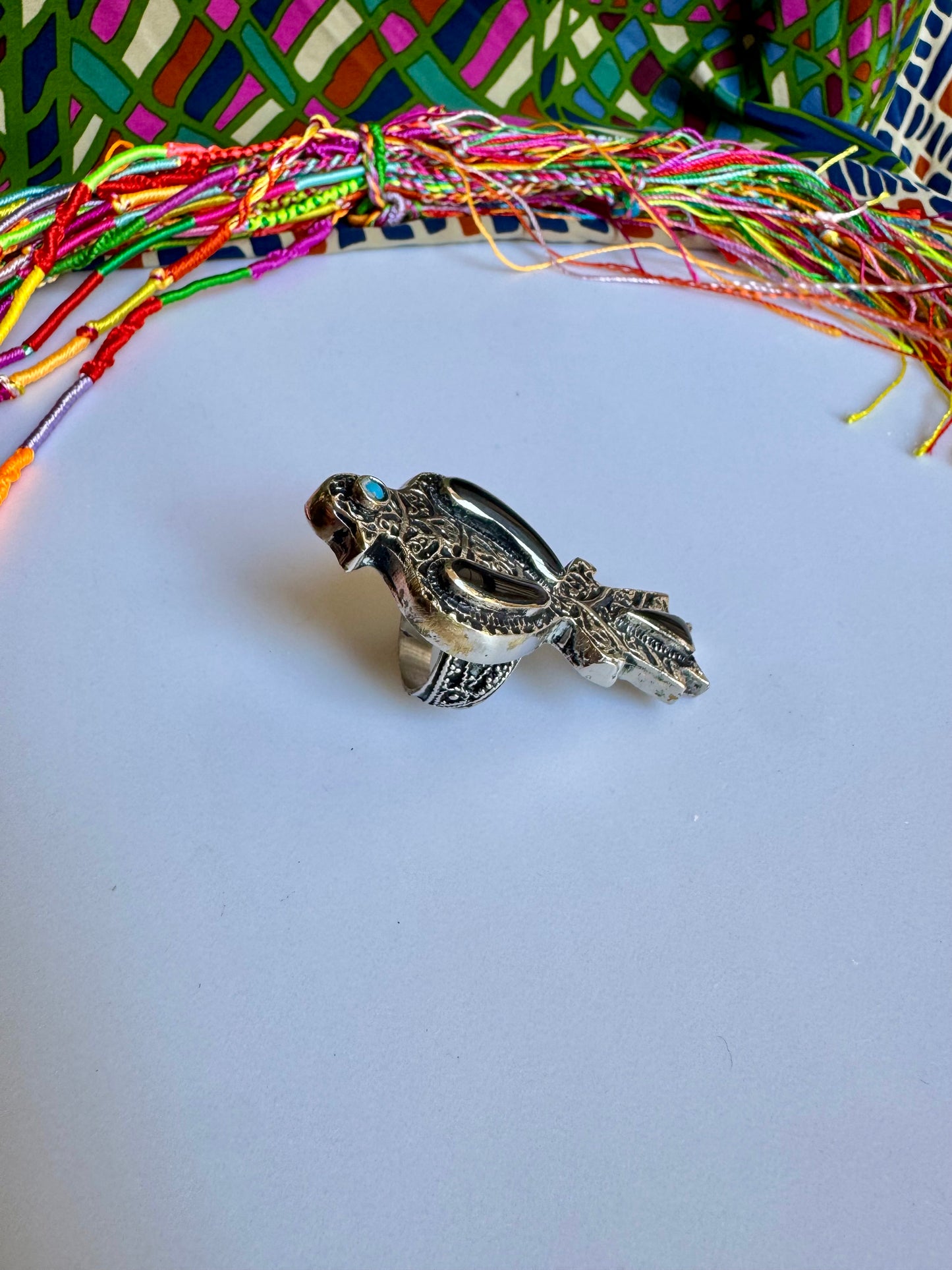 Antique vintage agate stone ring