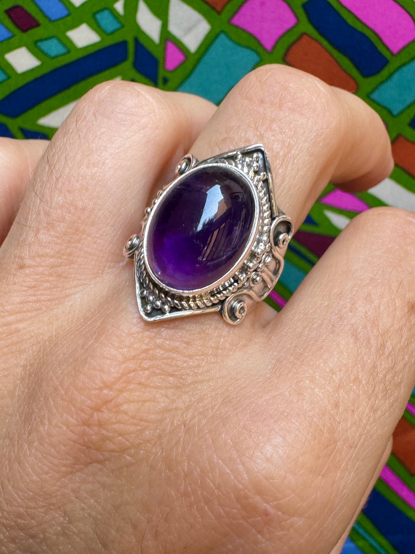 925 silver amethyst ring size 16/17 - G66