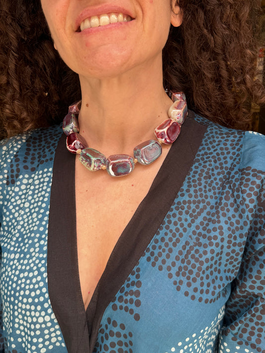 Collana girocollo ceramica multicolore