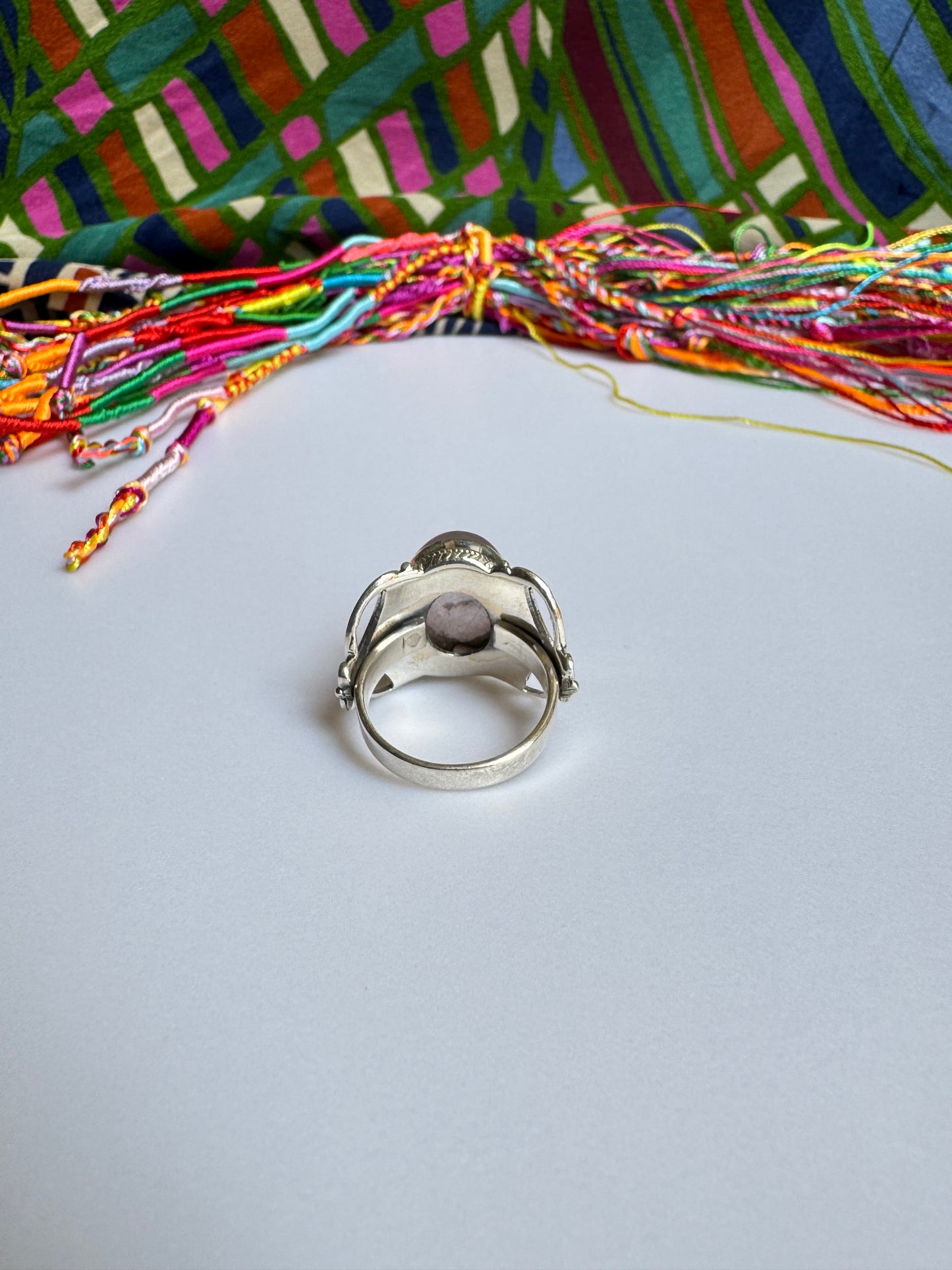 925 Silberring mit Rosenquarz, Größe 17/18 - X68