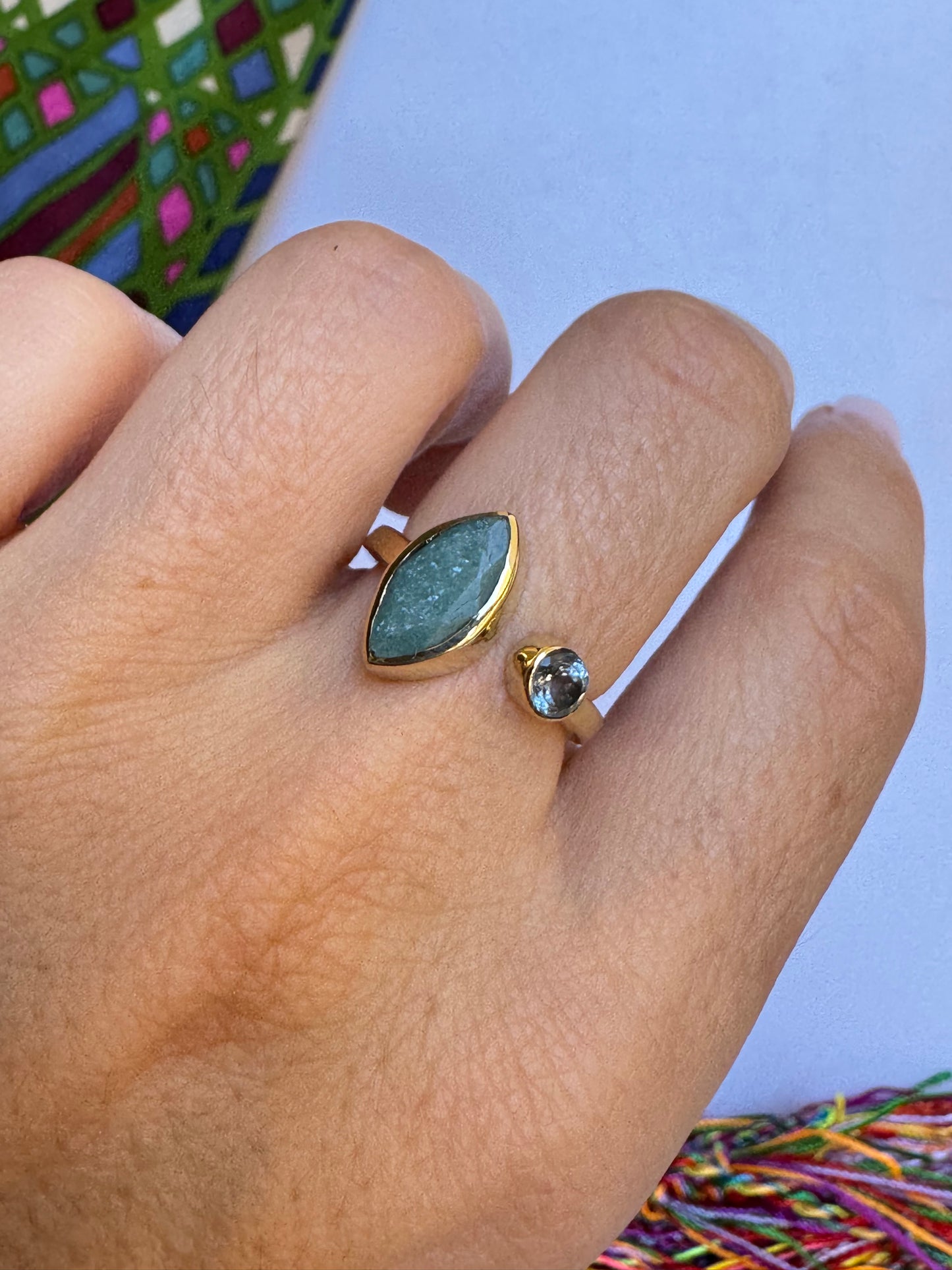 Anello boho dorato amazzonite