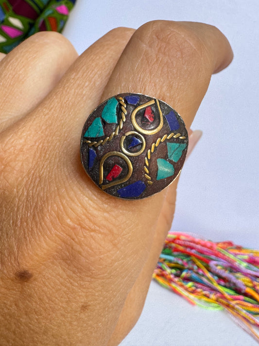 Anello nepalese mosaico misura 20 regolabile