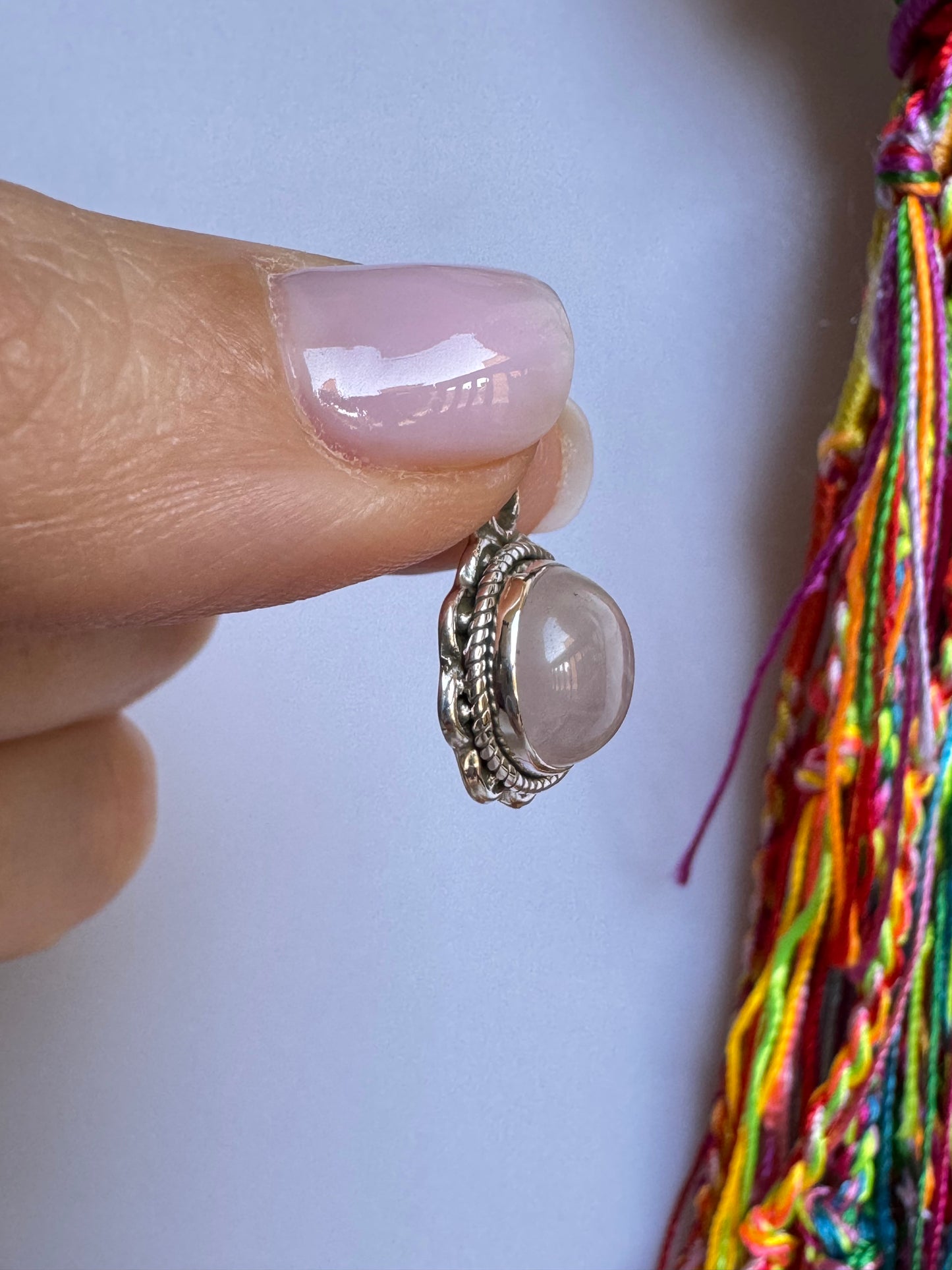 Ciondolo argento 925 quarzo rosa V15