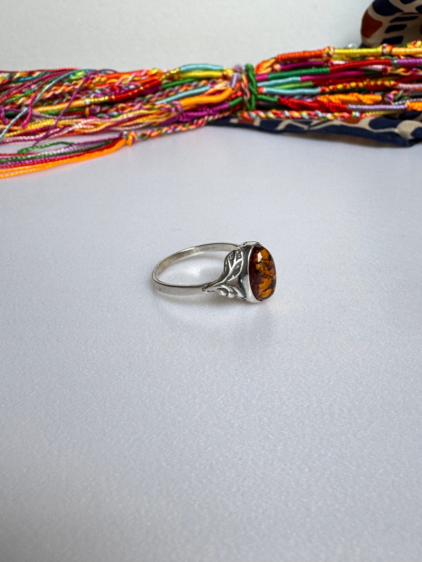 Anello argento 925 ambra misura 20 - 8AMB