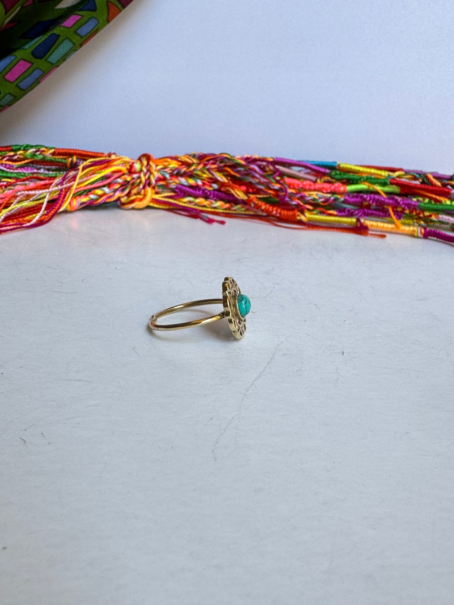 Anello boho dorato turchese