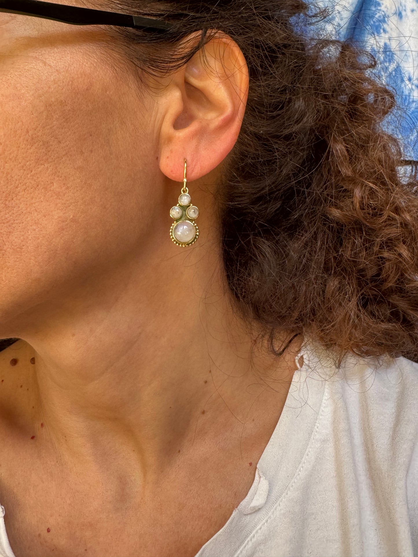 Orecchini boho dorato pietra di luna V5