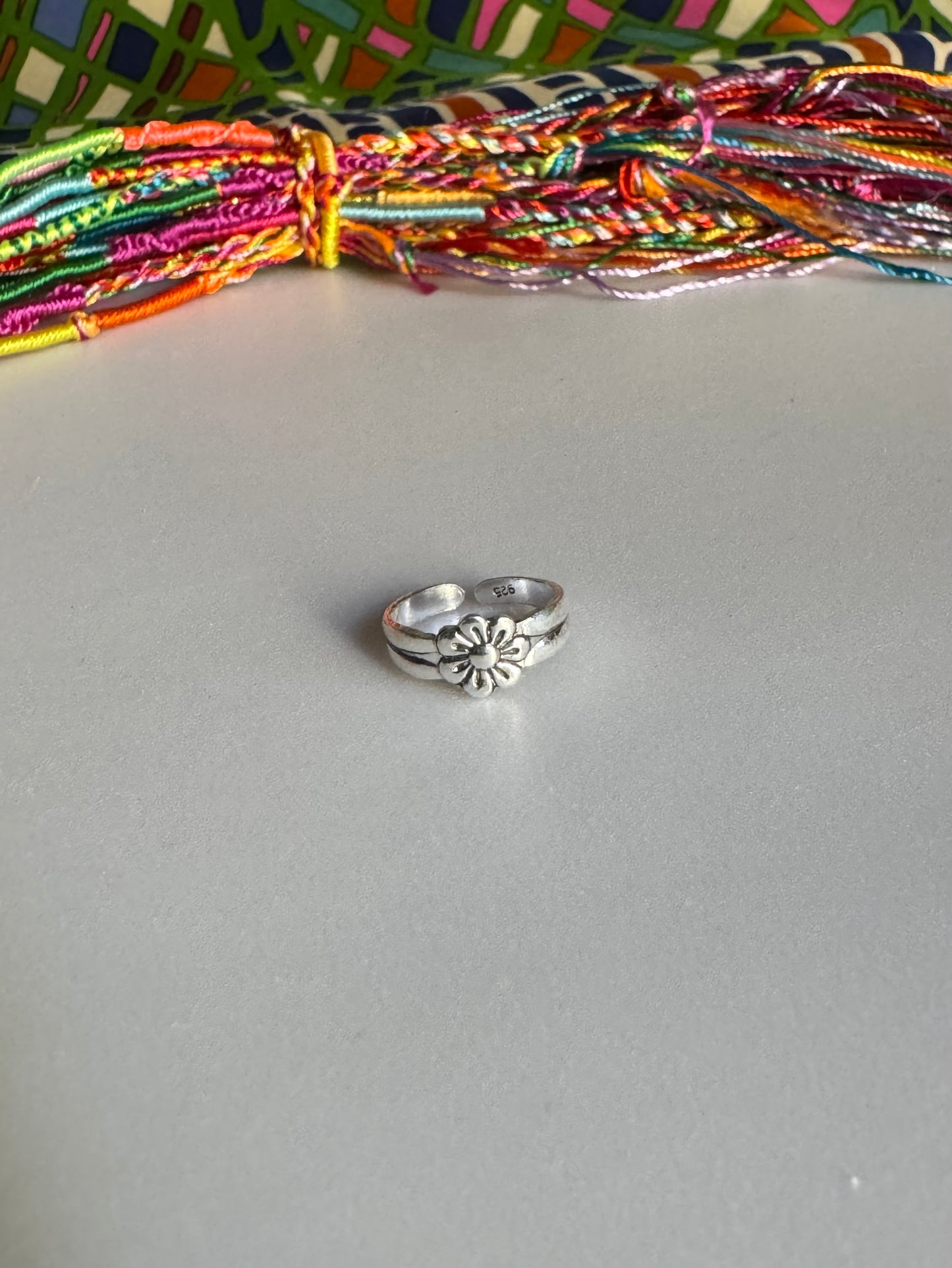 925 Silberring, verstellbares Fingerglied oder Fußglied, Gänseblümchenband 6