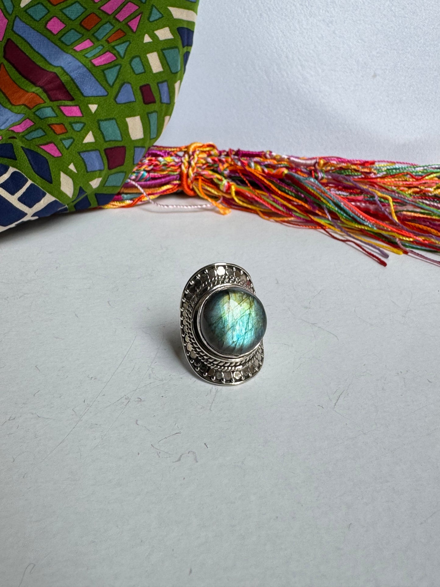 Anello argento 925 labradorite misura 15 - 18K