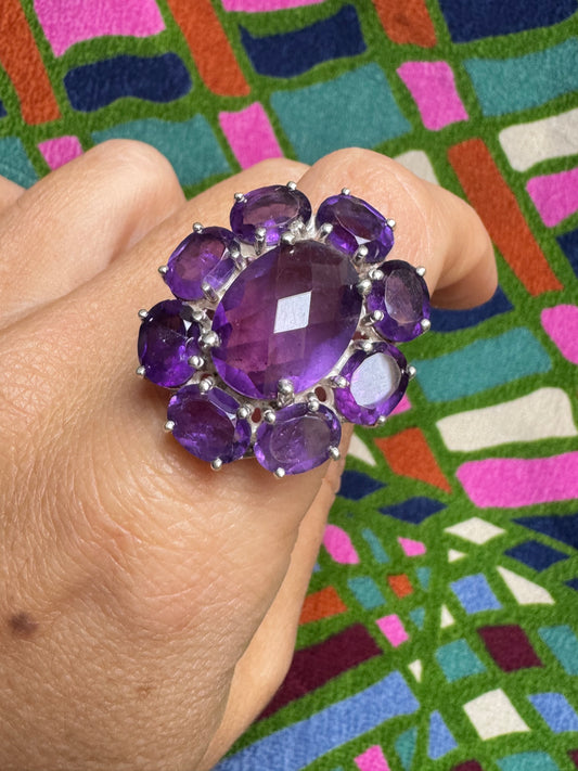 925 silver amethyst ring size 18 - 8A