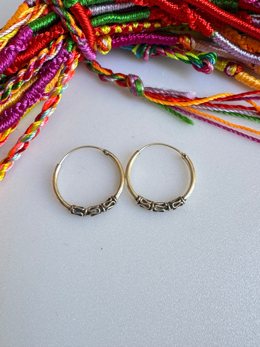 Orecchino singolo cerchio boho argento 925 1,8 cm W34 difettato