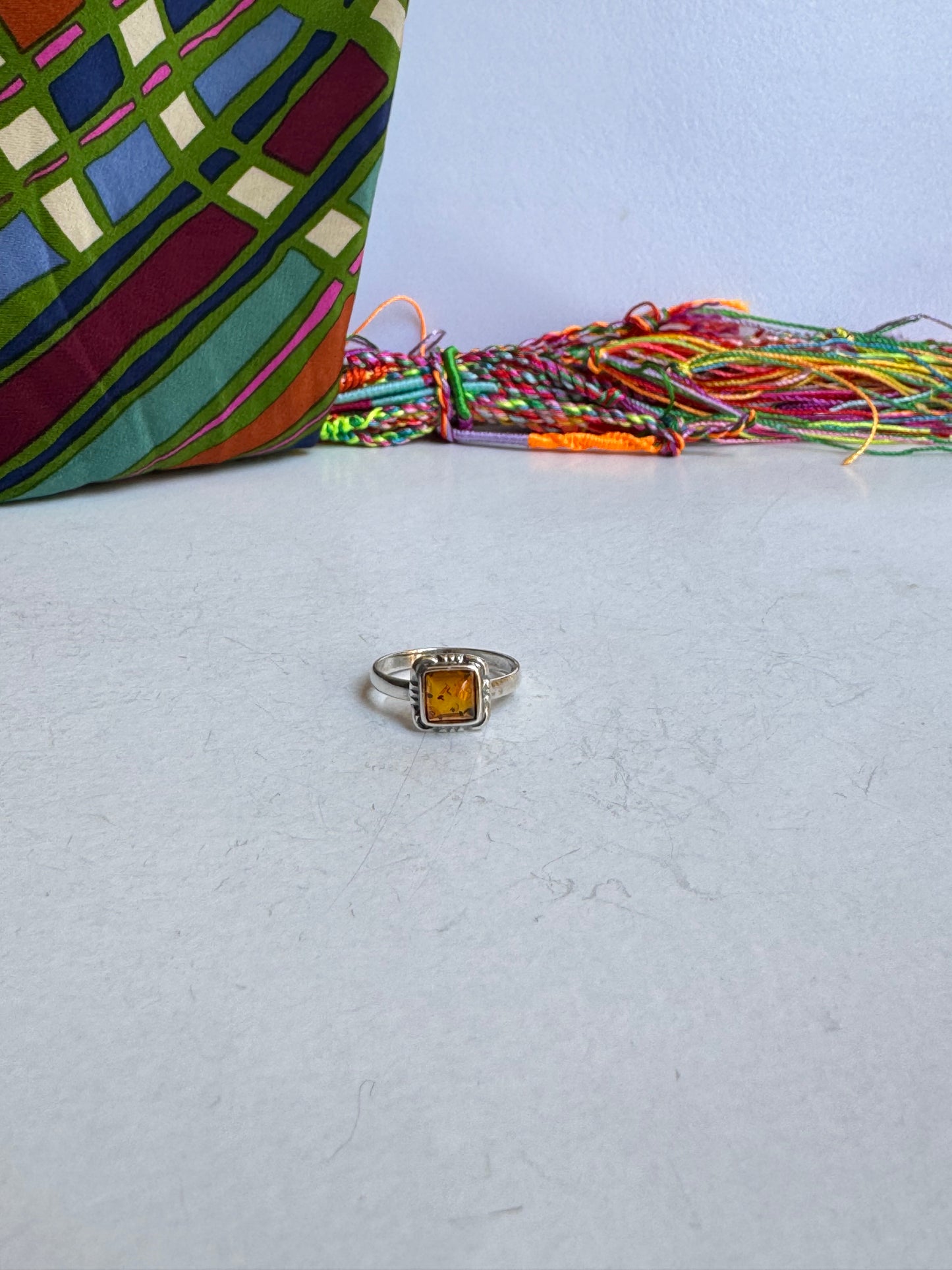 Anello argento 925 ambra misura 14 - 29AMB