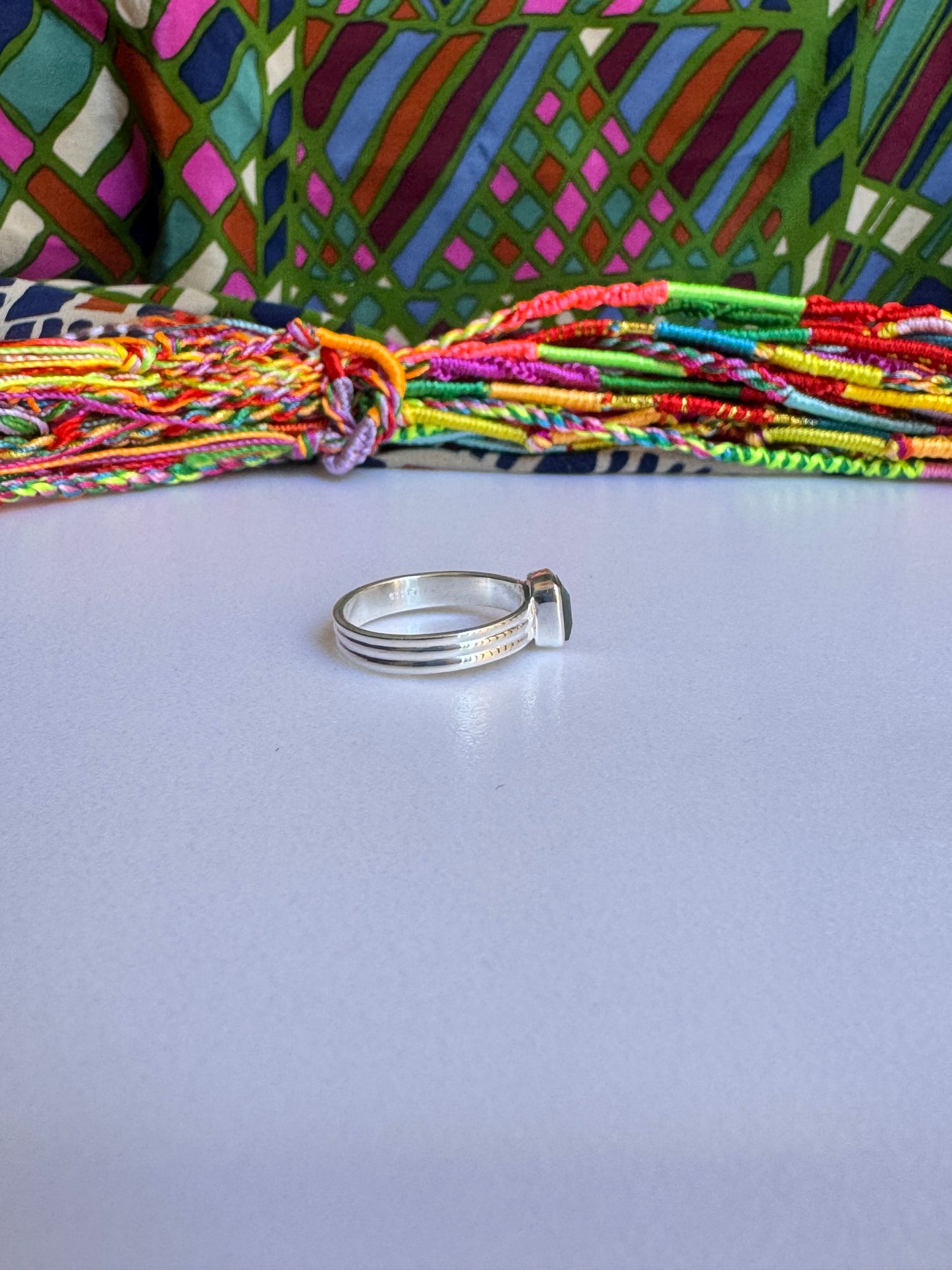 925 silver ring with green aventurine, size 20/21 - G55