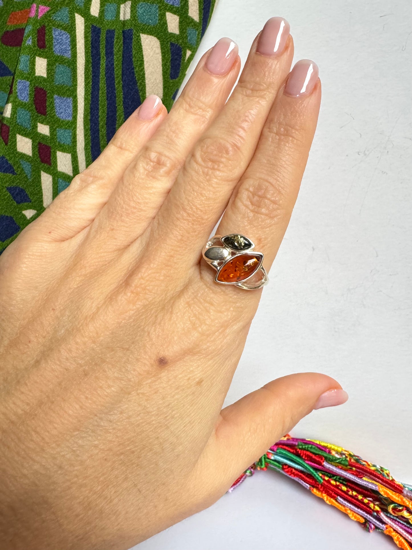 Anello argento 925 ambra misura 21/22 - 18AMB