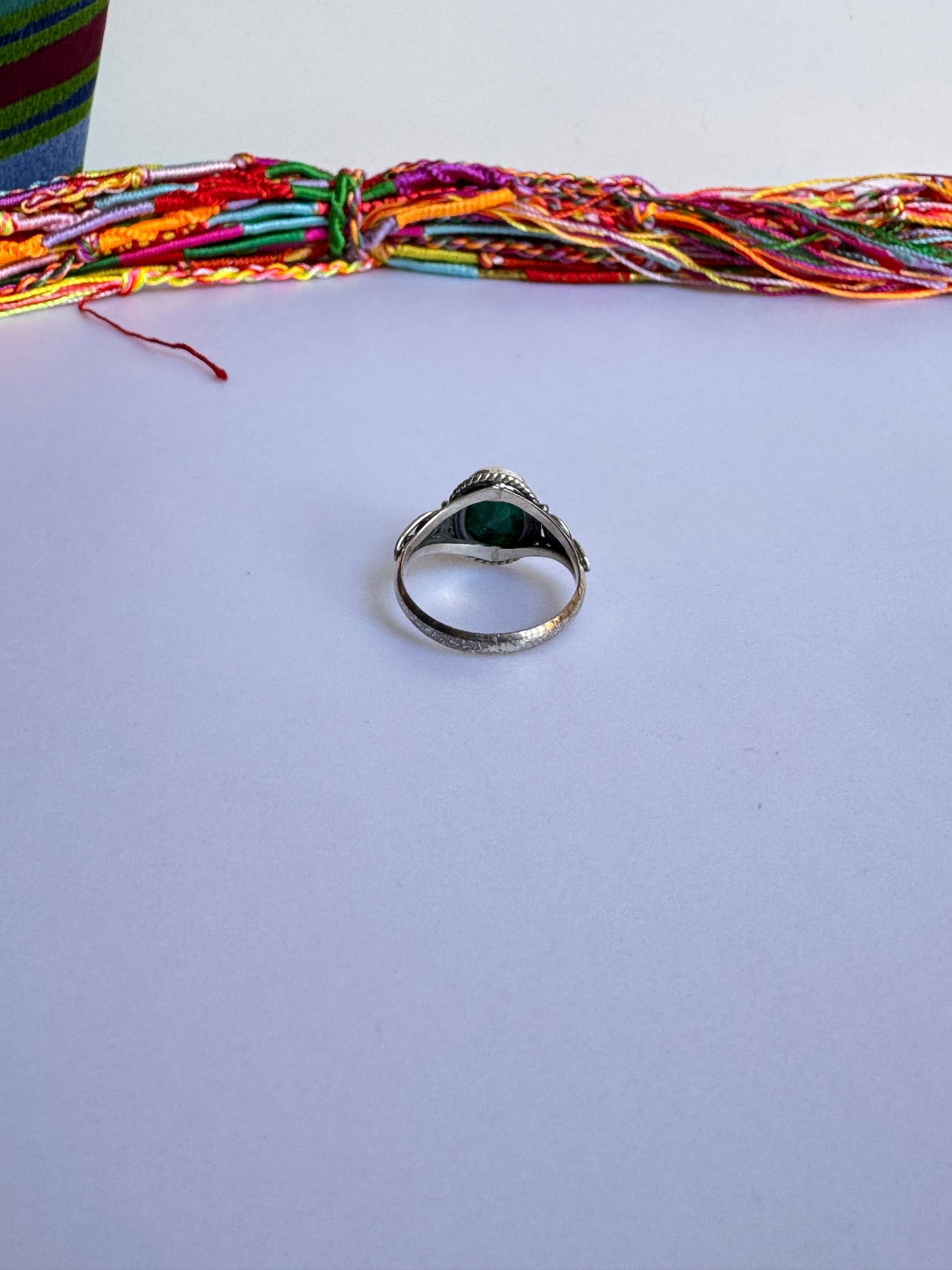 Anello argento 925 radice di smeraldo misura 17 M7