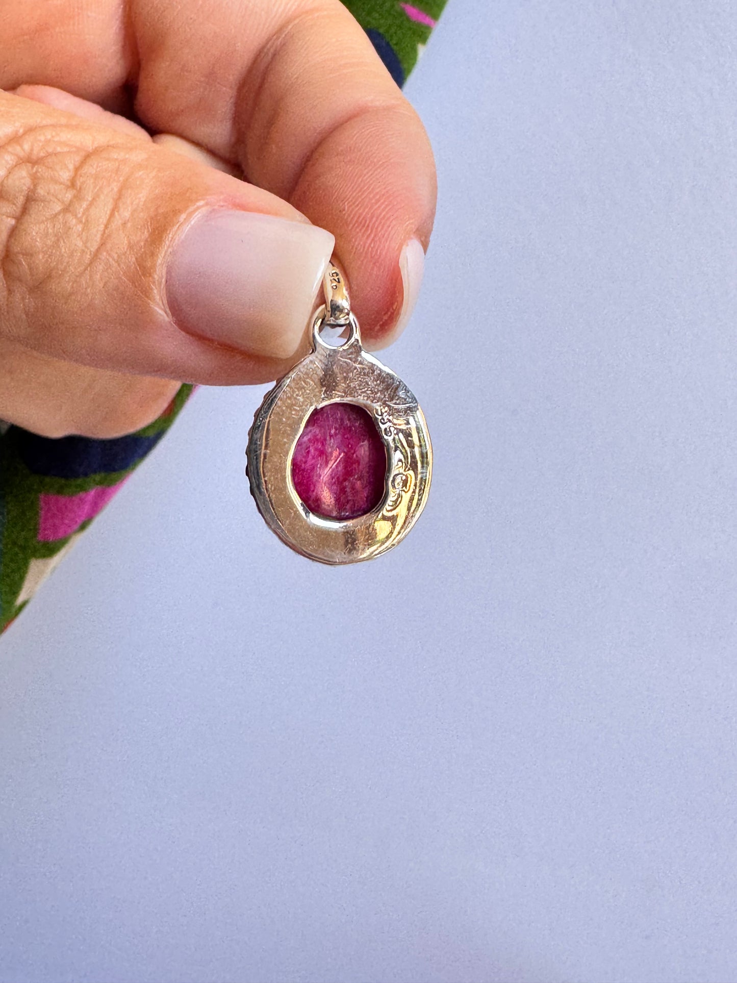 Ciondolo argento 925 radice di rubino 41K