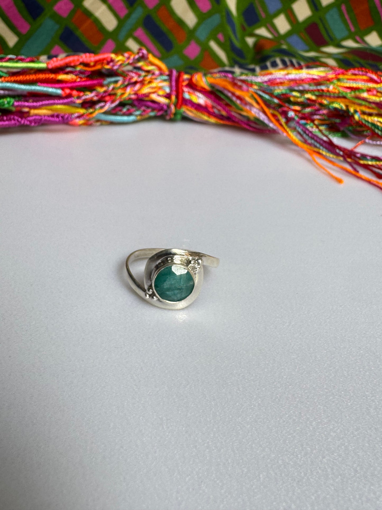 925 silver ring with emerald root, size 17 - 2RS
