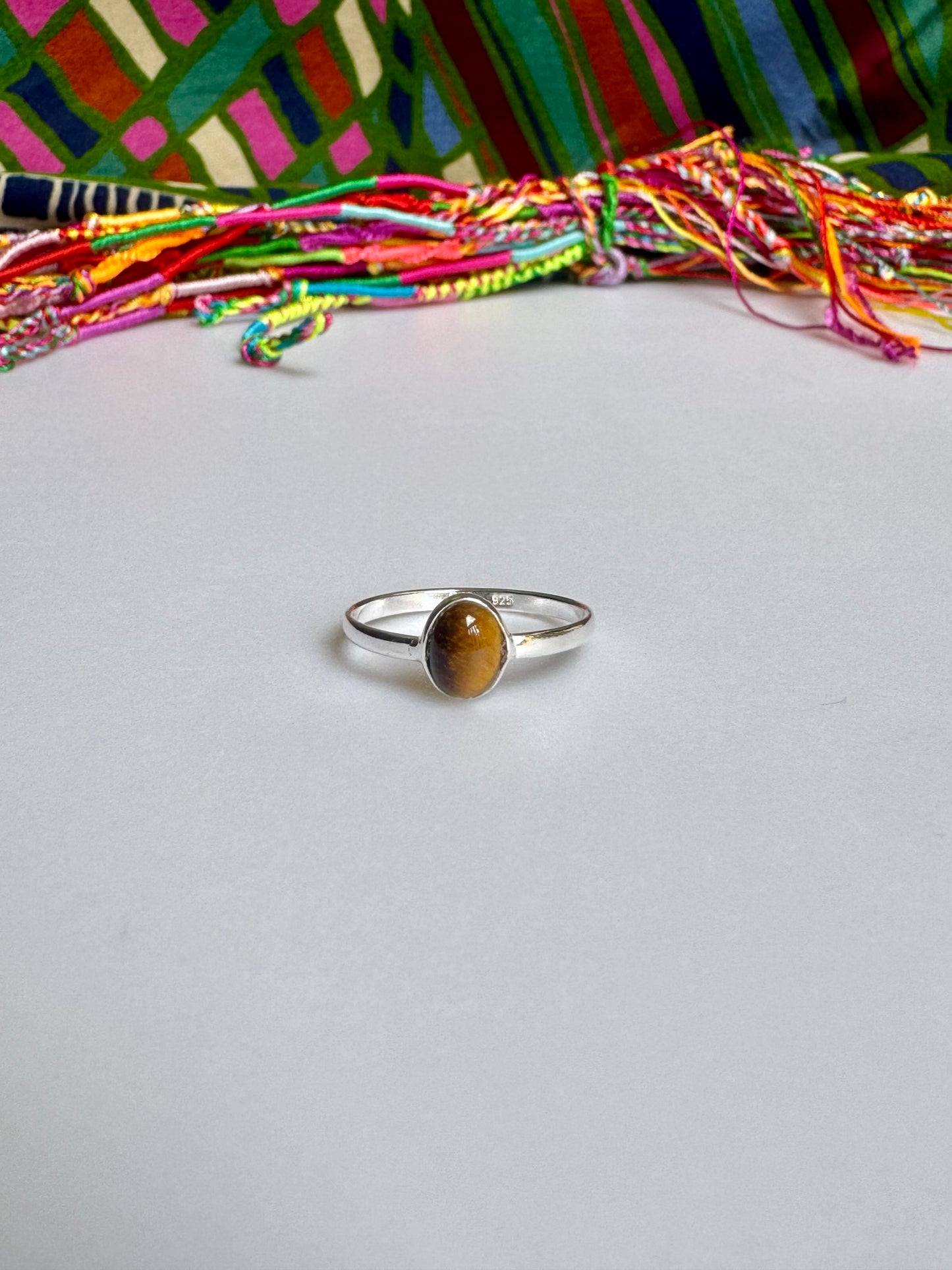 925 silver tiger eye ring size 22 - G22